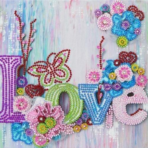 Special Shaped Diamond Painting DIY Flower 5D Partial Drill Cross Stitch Love Pattern Kits Crystal Rhinestone Home Decoration