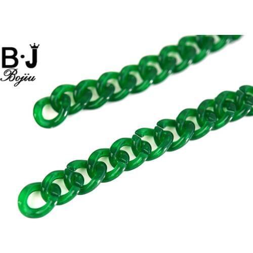 BOJIU Multifunction 1 M Resin Green Bag Chain Choker Necklace For Women Charm Two-Use Fashion Link Chain NK1058