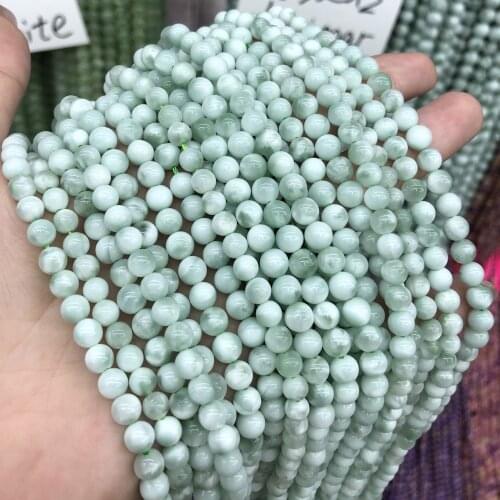 Natural Green Angel Stone Beads Round Angelite Loose Spacer Beads 6 7 10 12mm for Jewelry Making DIY Necklace Bracelet Women