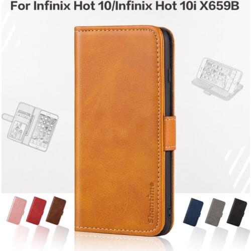 Flip Cover For Infinix Hot 10 Business Case Leather Luxury With Magnet Wallet Case For Infinix Hot 10 Phone Cover