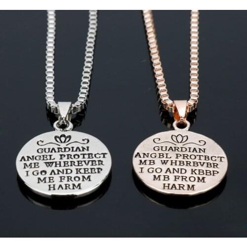 Dongsheng GUARDIAN ANGEL PROTECT ME WHEREVER I GO AND KEEP ME FROM HARM Guardian Angel Pendant Necklace Shine Women Gift -30
