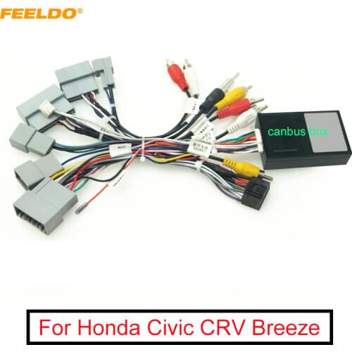 FEELDO Car 16pin Audio Wiring Harness With Canbus Box For Honda Civic CRV Breeze Aftermarket Stereo Installation Wire Adapter