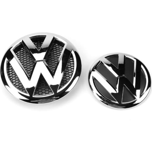 162MM OEM Chrome Honeycomb Front Radiator Grille Emblem + 130mm Rear Trunk Lid Auto Logo Badge Emblem for VW Volkswagen T5