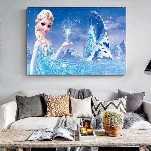 Disney Art Princess Canvas Painting Cartoon Character Posters and Prints Wall Art Picture for Living Kids Home Room Decoration