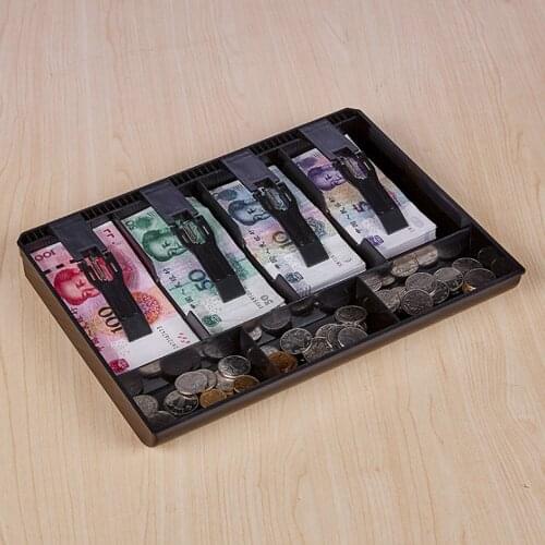 4 Grid Box Cashier Coin Drawer Money Cash Register Tray Hotel Storage Shop With Clip Supermarket ABS Classify Organizer