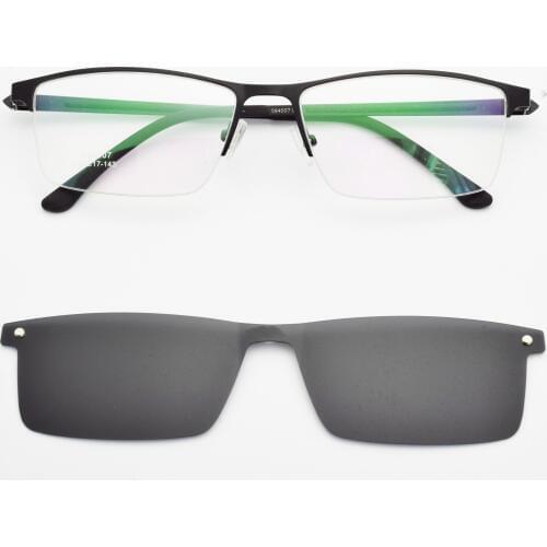 Glasses Half Frame Square Male Wide Face Myopia Eyeglasses With Magnet Polarized Lens Sunglasses UltraLlight Big Face Driving