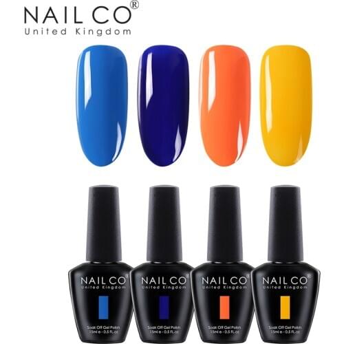 NAILCO 15ml 4pcs/Set Nail Polish Varnish Glitter Gel Lakiery Esmalte Semi Permanant Kit UV Nail Suit LED Nail Art Fast Shipping