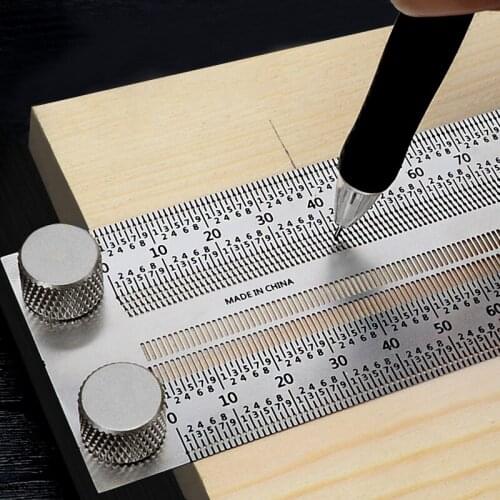 Precision Scribing T-Rule Woodworking Ruler Stainless Steel Positioning Drawing Marking Gauge Carpenter DIY Measuring Tools