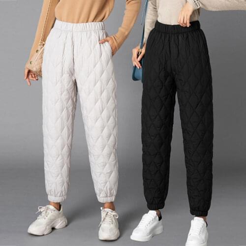 M-4XL Winter Down Cotton Trousers Thicker Women Wear High-waist Pants Windproof Warm Winter Trousers D110206