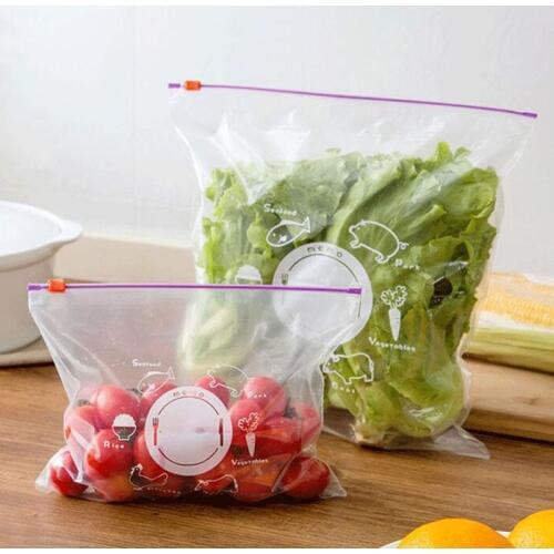 10PCs Reusable Fresh Zipper Bag Freezing Heating Food Saran Wrap Storage Bag Versatile Vacuum Sealed Bag Kitchen Accessories