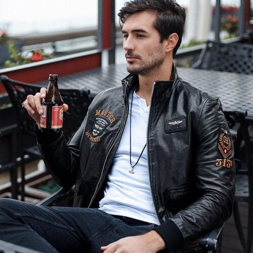 Fashionable Embroidery Leather Jacket