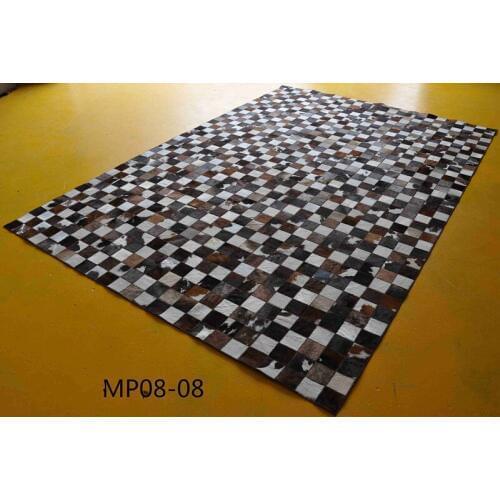 Fashionable art carpet 100% natural genuine cowhide leather hand knotted wool rugs