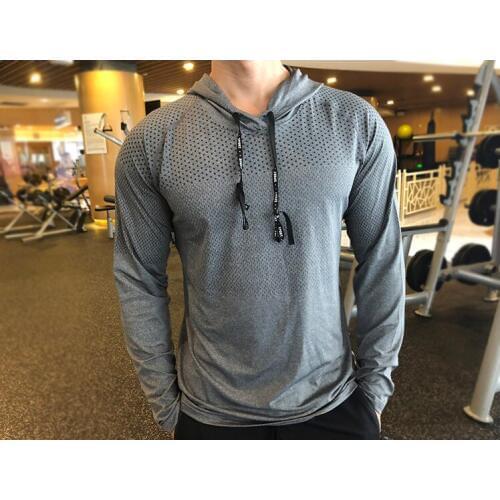 Mens hooded bodybuilding training shirt loose sports musclewear sweatshirt men running sportswear hoodies Fitness hooded suit