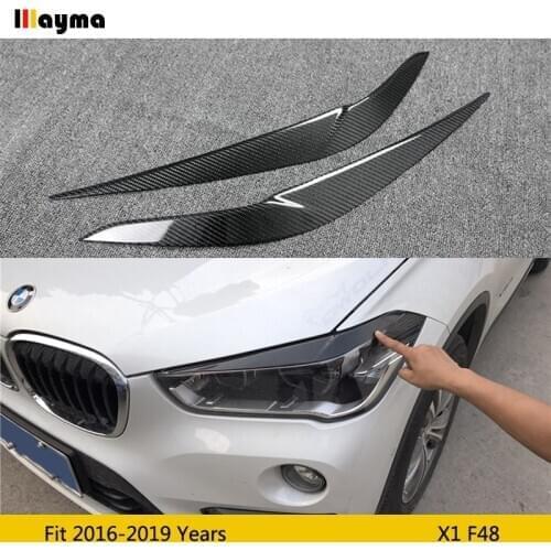 Carbon fiber headlight cover eyelid For BMW X1 F48 20i sdrive 25i xdrive 2016 - 2019 Car decorative front lamp eyebrow sticker