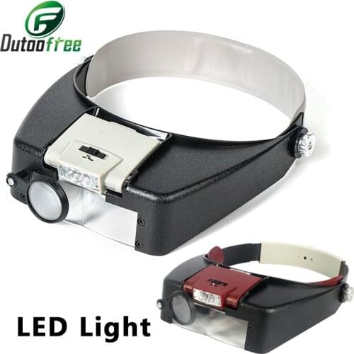 New Loupe Microscope Helmet Style Magnifier Glass Magnifying Glasses vergrootglas Lupas Con Luz LED lights Reading Repair Use