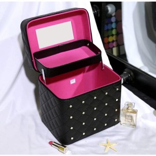 Pu New Female Profession Makeup Case Fashion Beautician Cosmetics Organizer Storage Box Nail Tool Suitcase For Women Make Up Bag