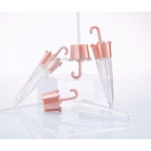 Newest Empty 5.5ml Lip Gloss Packaging Rose Gold Creative Umbrella Shaped Cute Lip Gloss Containers Lipgloss Tubes with Wand
