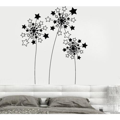 Dandelions Flowers Vinyl Wall Decals Stars Hot Sale Home Decorating Idea Mural Sofa Background Wall Stickers Art Bedroom LA936