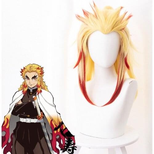 Rengoku Kyoujuro Wig Kimetsu no Yaiba Demon Slayer Cosplay Synthetic Heat Resistant Hair Rengoku Kyoujurou Cosplay