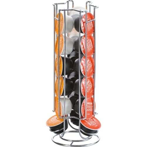 18Cups Rotatable Coffee Pod Holder for Dolce Gusto Capsule Display Capsule Rack Stainless Steel Tower Stand Storage Shelves