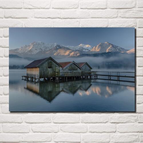 Nature landscape mountains snow Germany houses mist forests sun living room home wall art decor wood frame fabric posters 035FJ