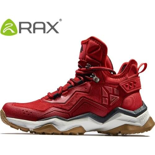 RAX Mens Waterproof Hiking Anti-slip Trekking Multi-terrian Mountaineer Shoes for Winter Breathable Warming of Genuine Leather