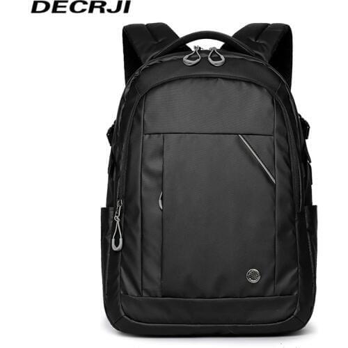 DECRJI USB Charging Laptop Mens Backpack For Teenagers Fashion Back Pack Men Travel School Bag Backpacks Rucksack Male Black