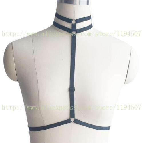 Sexy harness bra Tops Harness Belt Crop Top Bondage Lingerie Open Chest Body Cage Bra 90s Rave Wear Garters Pole Dance Costumes