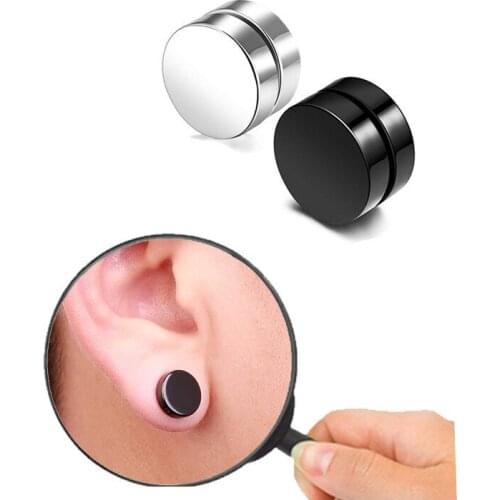 1pc/2pcs Punk Mens Strong Magnet Magnetic Ear Stud Set Non Piercing Earrings Fake Earrings Gift for Boyfriend Lover Jewelry