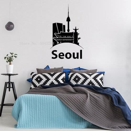 Seoul Korea Namsan Tower Building Wall Sticker Mural Wall Art World Decal Home Bedroom Bedhead Decoration Poster Decor Y225