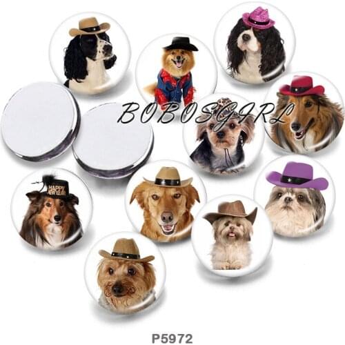 Dog Cowboy Hat 12mm/18mm/20mm/25mm/30mm Round Glass Cabochon Flat Back Making Findings P6170