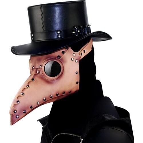 Steam Punks Plague Bird Beak Mask PU Leather Scary Horror Cosplay Mask Animation Party Halloween Props Carnival