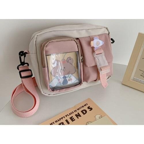 Japanse Style Kawaii Bag Girls Student Small Nylon Bag Mutipockets Transparent Crossbody Bags Women New Shoulder Bag Bolsa Mujer