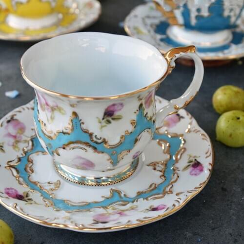 Creative Bone China Phnom PenhCeramic afternoon tea Coffee Cup Saucer Set Party Pull Flower Coffee Cup Dish birthday present
