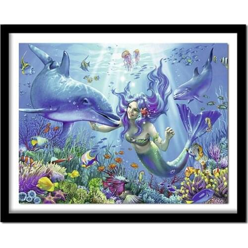 Diamond Embroidery Mermaid dolphin DIY 5D Diamond Painting Cross Stitch Needlework Full Rhinestones Home Decor CV221