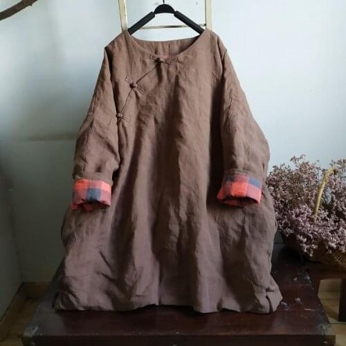 Women Autumn Winter Padded Tops Ladies Parkas Female Vintage Patchwork Outerwear Female 2020 Chinese Style Parkas