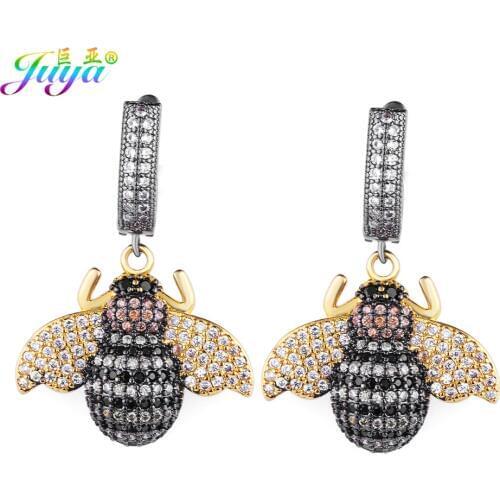 New Design Women Fashion Earrings Supplies Micro Pave Zircon Gold Bee Dangle Earrings For Women Girl Gift Jewelry Earrings