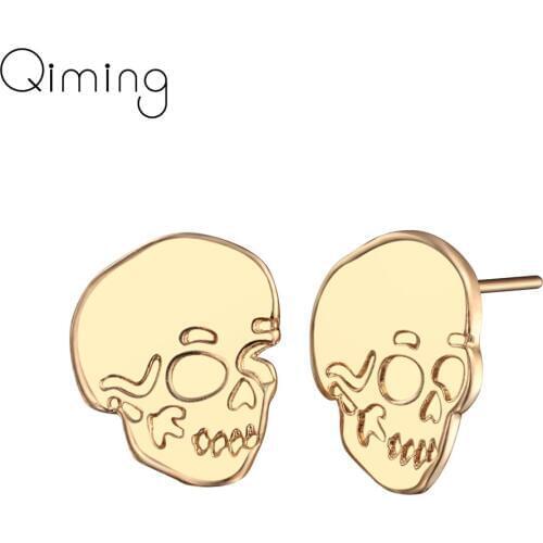 Vintage Skull Earrings For Women Gold fashion Punk Jewelry Halloween Human Skeleton Pendant Fashion Stud Earrings Girls Gift