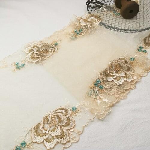 1Meter Bilateral Lace Applique Patch Embroidered Flowers 20cm Lace Trim Ribbon Toy Dolls Clothing Sewing Women Dress Decoration