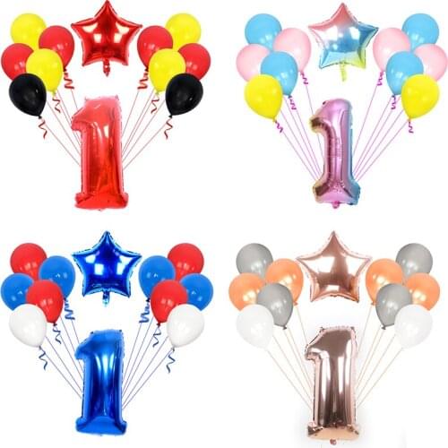 12pcs/set 32inch Rose Gold Red Blue Number With Latex Balloons Happy Brithday Decration Balloon Boy/Girl Birthday Party Supplies