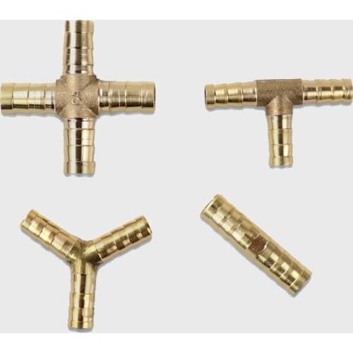 2 3 4 Way Brass Pipe Fittings Copper Tower Connector Pipe Tittings Straight/L/Tee/Y/Cross For Gas/Water Pipe 4/5/6/8/10/12MM