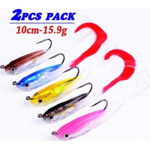 2PCS Silicone Soft Fish Fishing Lures Single Hook Jigging Bait Wobbler Bait Artificial Bait Freshwater Fishing Tackle