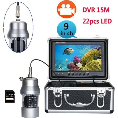 360 Degree Rotating 15/30M Underwater Fishing Video Camera Fish Finder 9" DVR Recorder Color Screen Waterproof 22 LEDs Camera