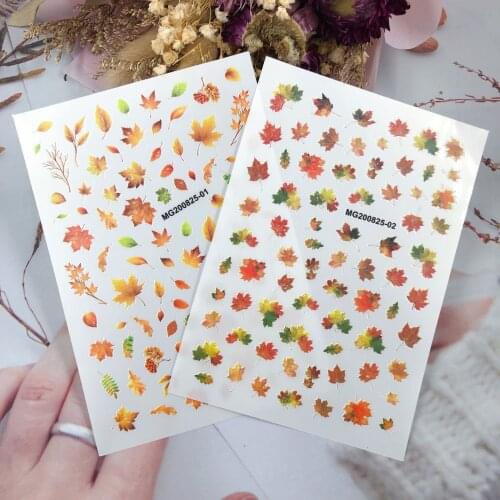 3D Nail Sticker Maple Leaf Design DIY Tips Nail Art Ornament Packaging Self Adhesive Transfer Decal Slider