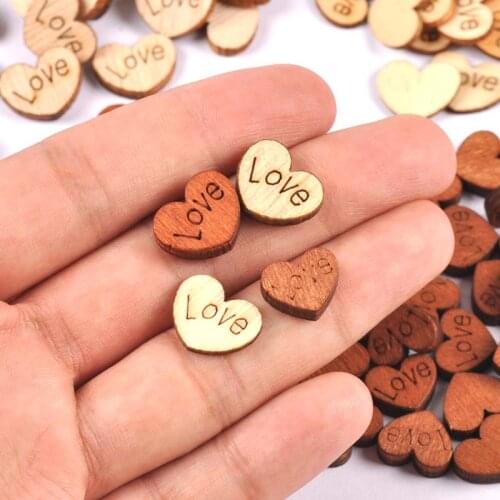 50Pcs Mini Wooden Love Heart Wedding Table Scatter DIY Craft Accessories Party DIY Decoration Favor Scrapbooking mt2255
