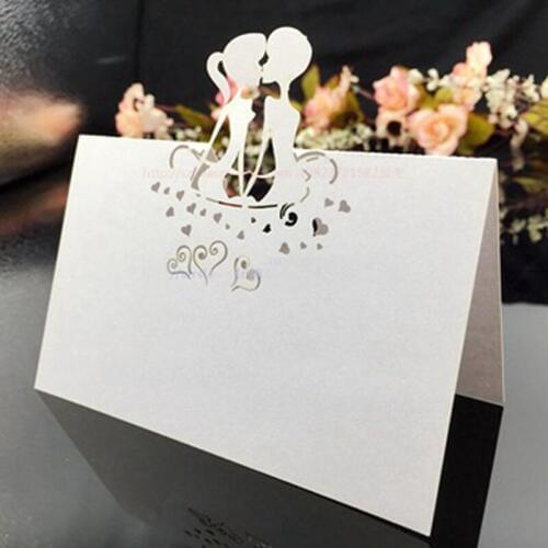 50pcs Laser Cut Kiss Table Name Place Cards Favor Table Name Message Setting Card Baby Shower Wedding Birthday Party Decorations