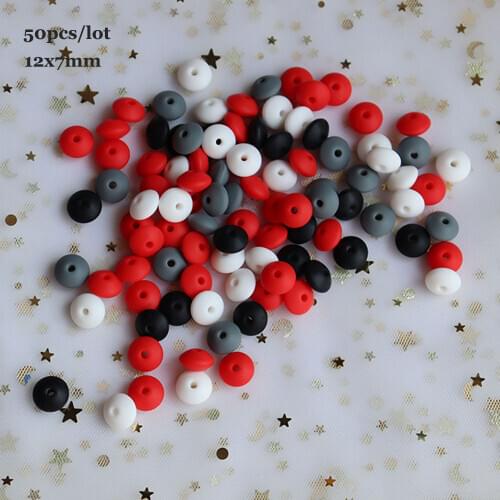 50Pcs Pearl Silicone Lentil Beads 12mm BPA Free Babies Teether Teething Necklace Bracelet DIY Charming Loose Beads Nursing Toys