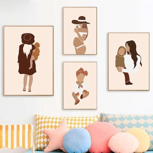 Woman Pregnancy Mom Baby Love Abstract Wall Art Canvas Painting Nordic Posters And Prints Wall Pictures For Living Room Decor