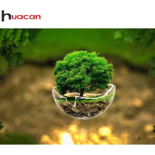 Huacan Diamond Art Painting Embroidery Tree Scenery Full Square/round Diamond Embroidery Landscape Home Decor