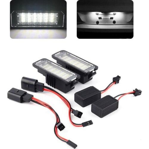 White 2pcs 12V LED Number License Plate Light Lamps for GOLF 4 5 6 7 Polo 6R LED License Plate Light Signal Lamp Automobiles